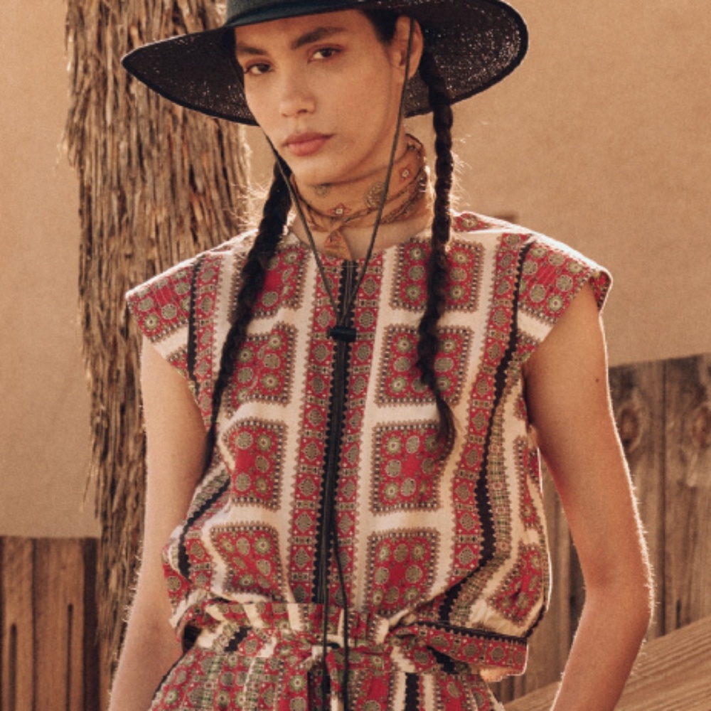 THE GREAT. Midland Top in Western Bandana Print